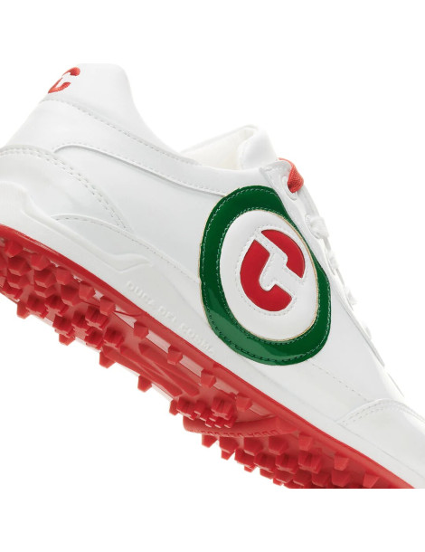 zapatos golf mujer blanco verde rojo