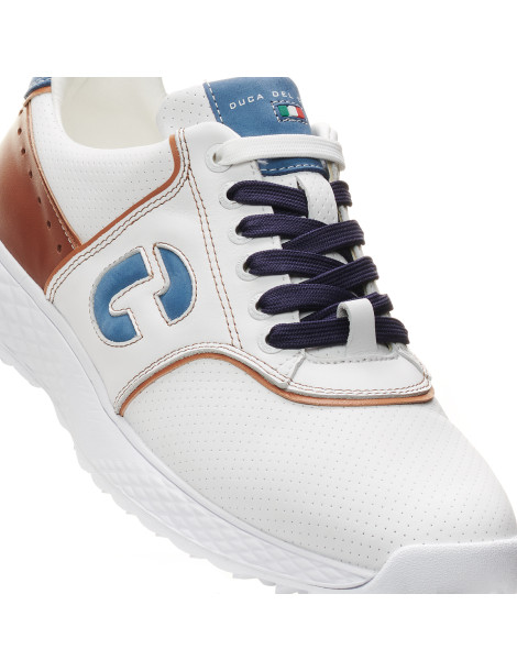 Zapatos golf blanco marrón hombre Positano - Duca del Cosma