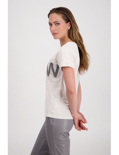 Camiseta blanca de mujer con pedrería - Monari