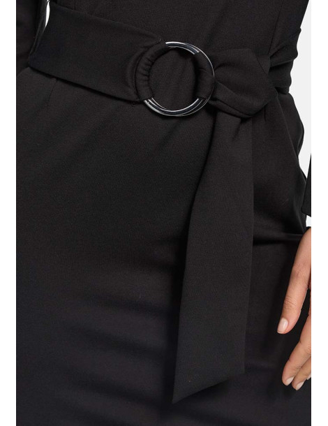 Vestido negro con cinturón - Catnoir