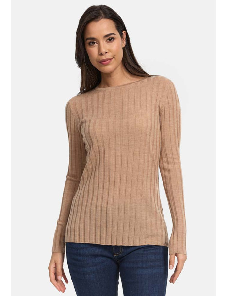 Jersey de lana punto canalé para mujer - Catnoir