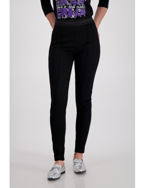 Pantalón negro ajustado cintura elástica de mujer - Monari