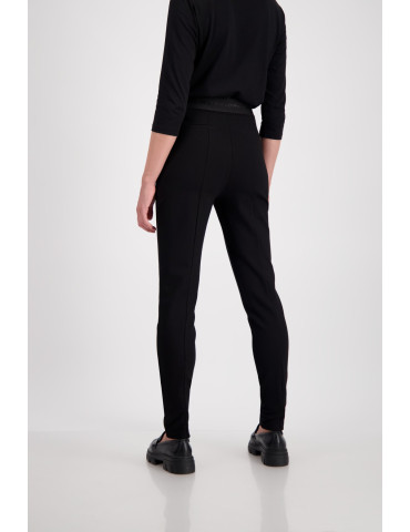 Pantalón negro ajustado cintura elástica de mujer - Monari