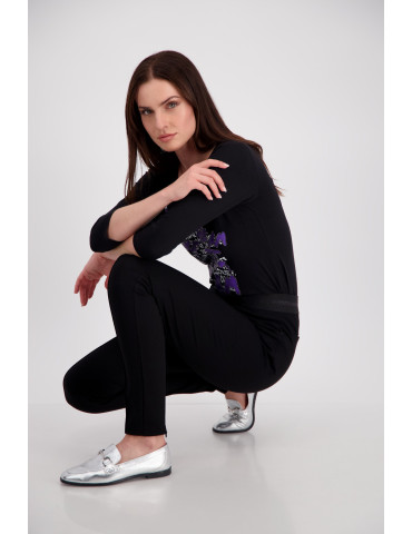 Pantalón negro ajustado cintura elástica de mujer - Monari