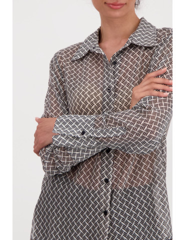 Camisa semitransparente estampada de mujer - Monari