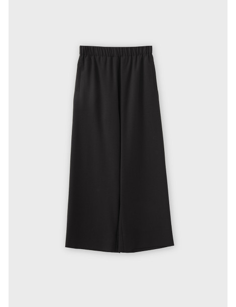 Pantalones negros de lana con cintura elástica para mujer - Rosso 35