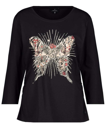 Camiseta negra con mariposa para mujer - Monari