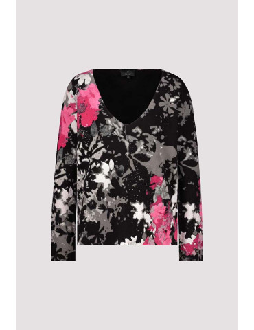 Jersey de flores con pedrería para mujer - Monari