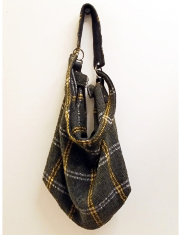 Bolso shopper de doble asa en tejido estampado cuadros