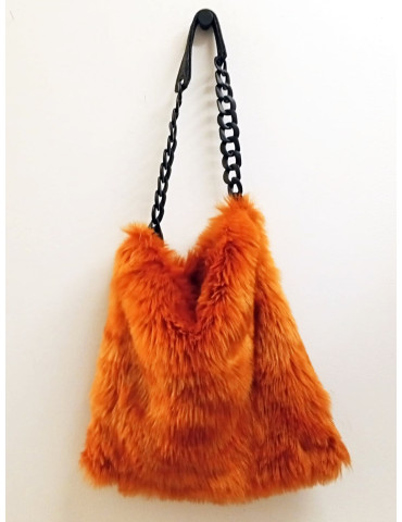 Bolso naranjo en tela pelo...