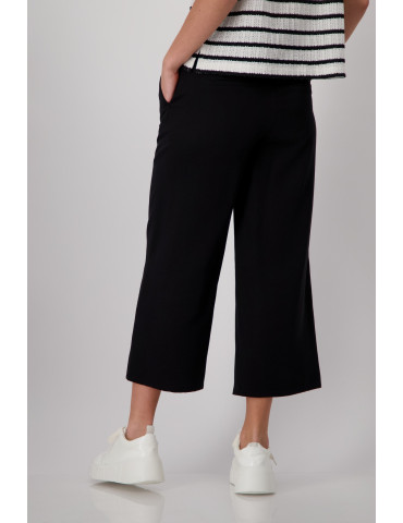 Pantalón culotte negro con cinturón para mujer - Monari
