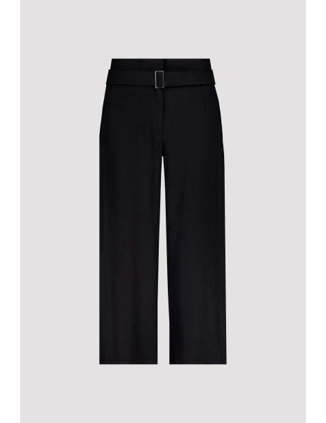 Pantalón culotte negro con cinturón para mujer - Monari