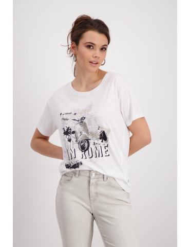 Camiseta blanca pedrería de mujer - Monari