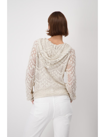 Jersey blanco crochet de lino para mujer - Monari
