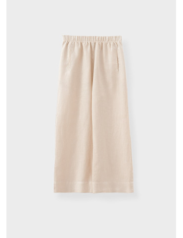 Pantalón ancho beige con cintura elástica de mujer - Rosso 35