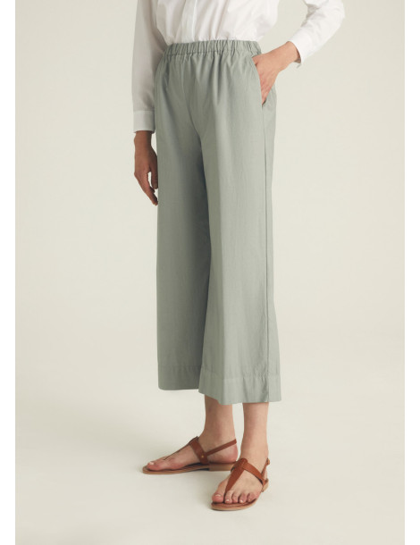 Pantalón ancho gris con cintura elástica de mujer - Rosso 35