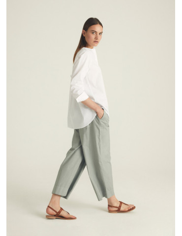 Pantalón ancho gris con cintura elástica de mujer - Rosso 35