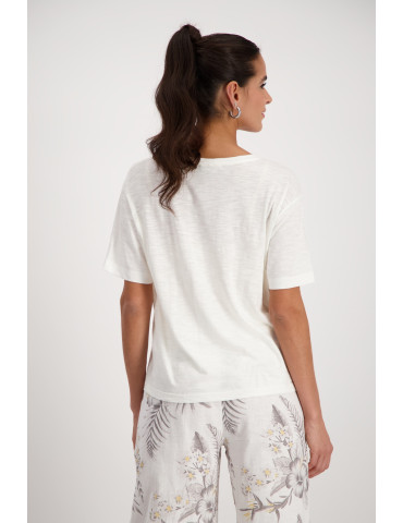 Camiseta beige de mujer con aplicación pedrería - Monari