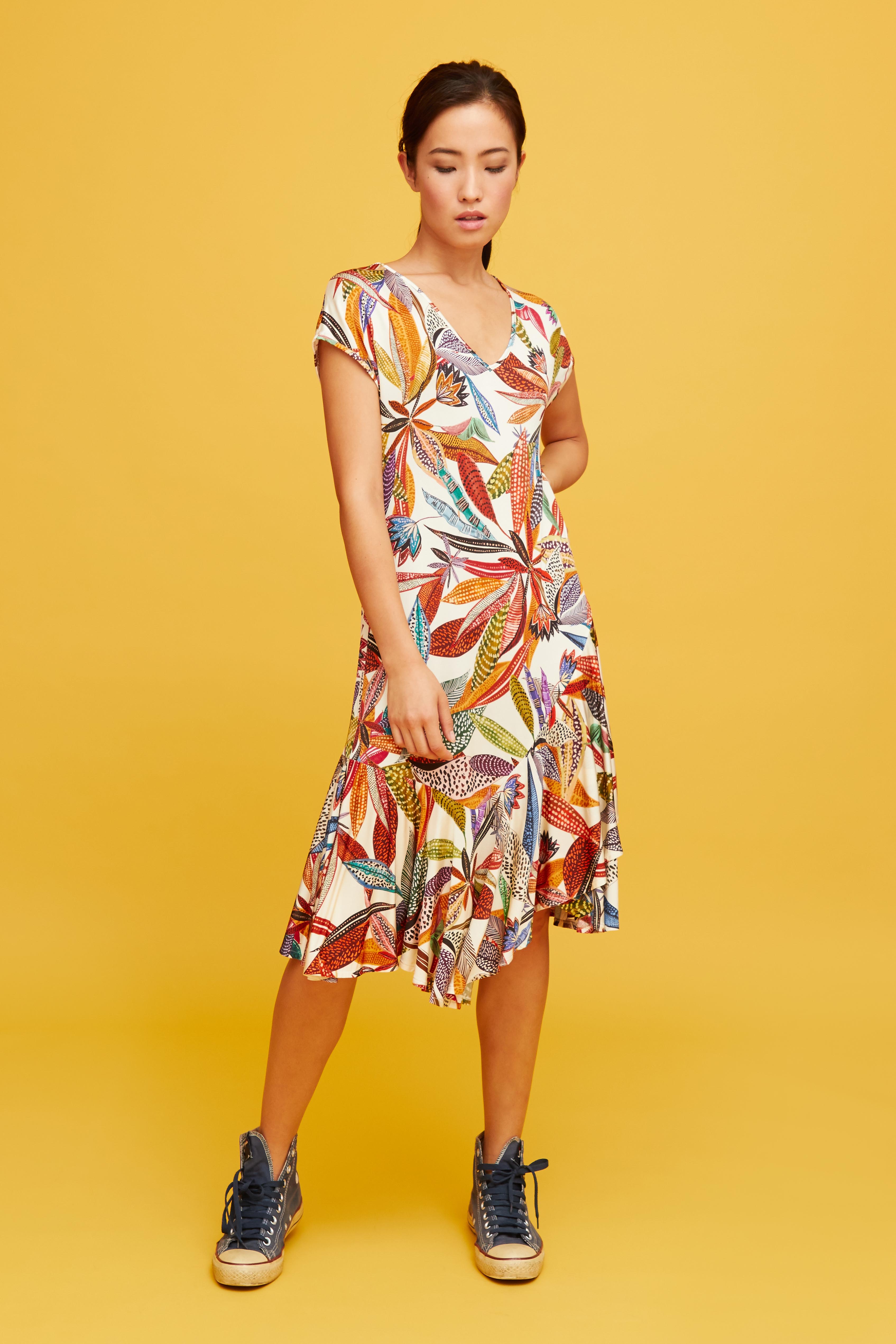 vestido midi flores playa
