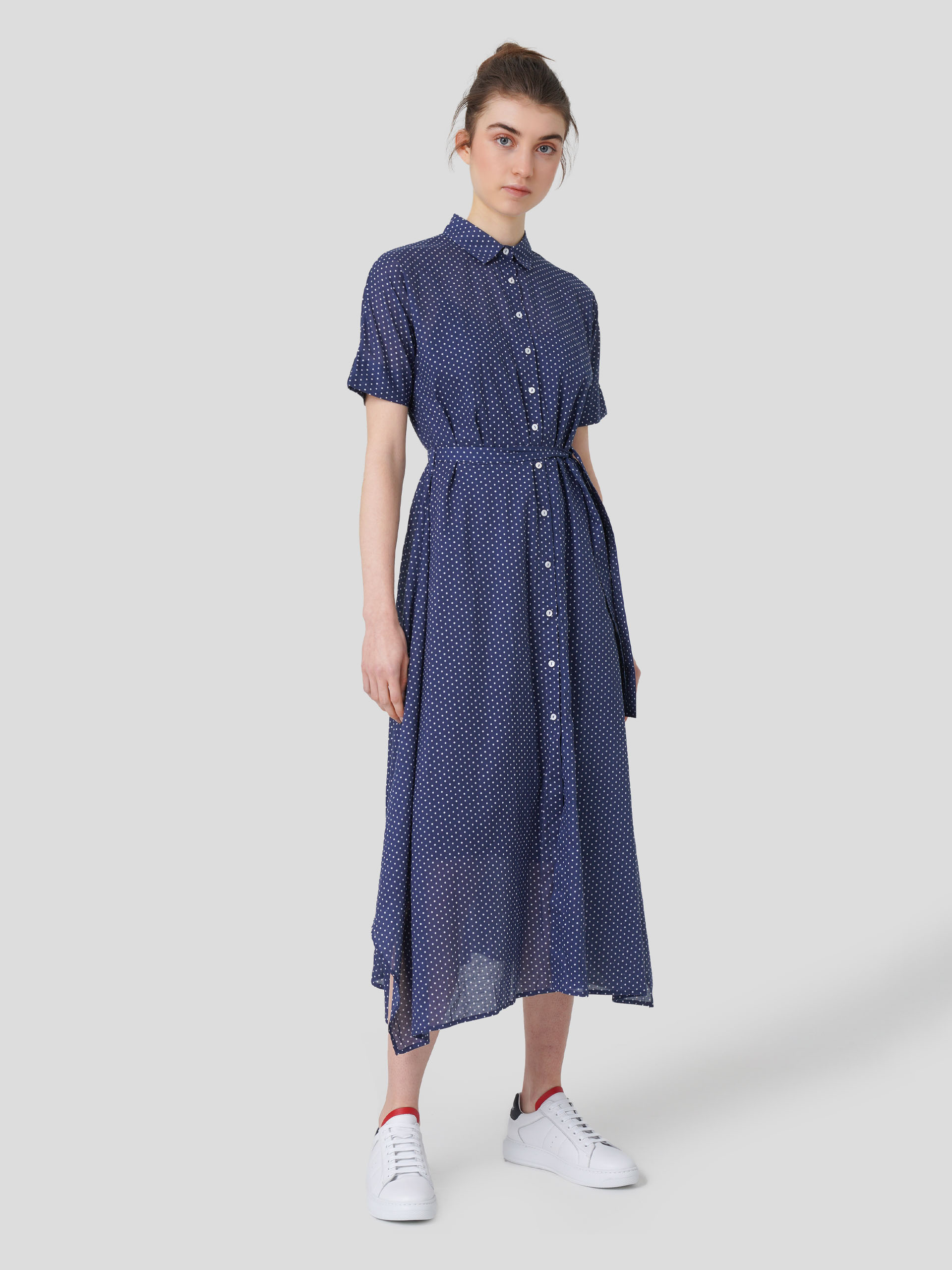vestido largo camisero lunares